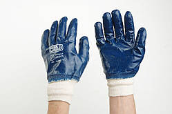 Рукавички трикотажні з синім повним нітриловим покриттям еластичний манжет 10 розмір СИЛА