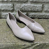 Шкіряні балетки з відкритим бочком, фото 7