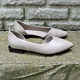 Шкіряні балетки з відкритим бочком, фото 8