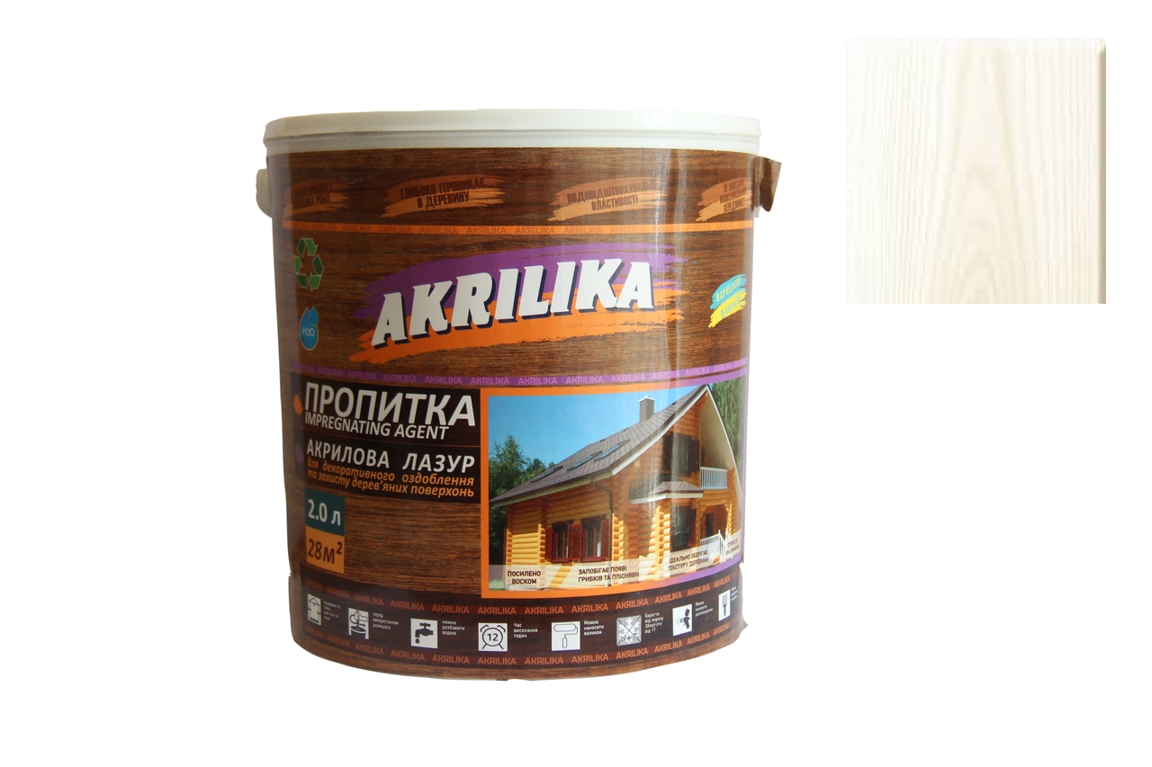 Акрилова лазур для дерева Impregnant Agent Akrilika білий 2 л