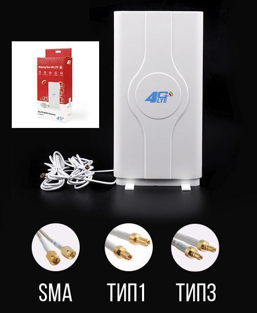 Антена панельна MIMO 3G/4G 700-2600 МГц 9 дБі SMA - підсилювач сигналу модемів і роутерів, настільна, фото 1