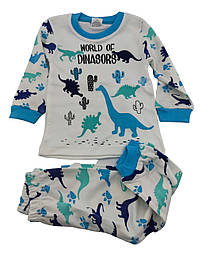 Піжама дитяча 1, 2, 3 роки Туреччина бавовна з довгими рукавами біла (ПЖМ315)