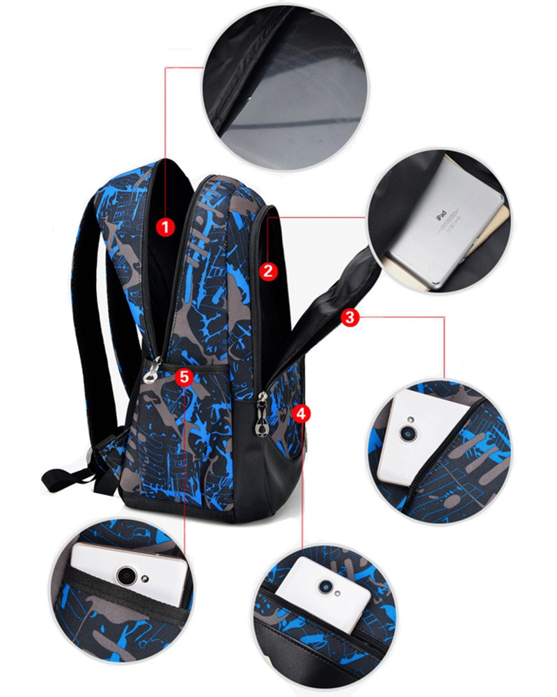 Набор 3 в 1 - рюкзак городской спортивный с USB мужской/женский + сумка, пенал. Ранец подростковый (синий) - фото 9 - id-p1869728214