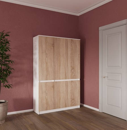Шафа тридверна з розпашними дверима Смузі 17-1200 Мікс меблі, колір дуб сонома та білий, фото 2