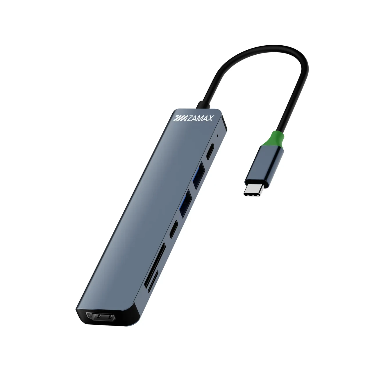 USB-хаб для MacBook Zamax 7в1 Type C + USB HUB to HDMI/HDTV + PD + USB C + SD + TF