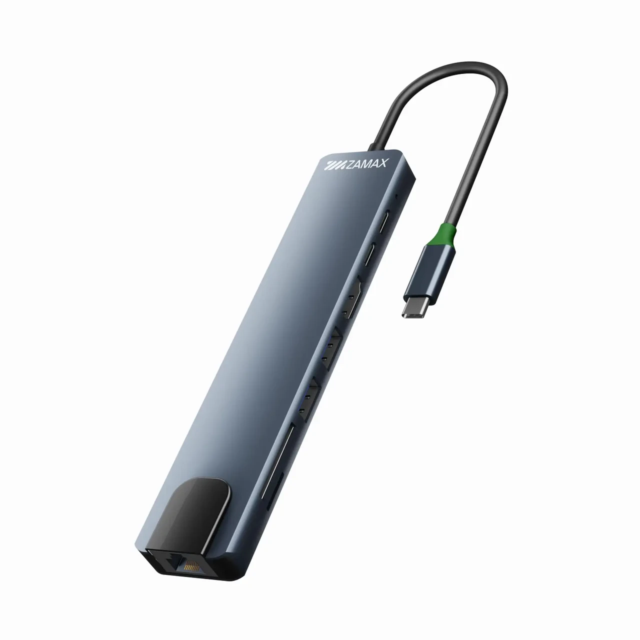USB-хаб для MacBook Zamax 8в1 Type C + USB HUB to HDMI/HDTV + PD + USB C + SD + TF + RJ45