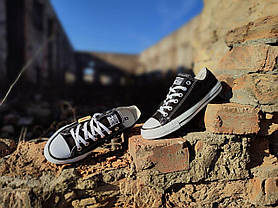 Жіночі кеди Converse All Star cotton Black/White конверси ЧЕРНІ на білій підошві унісекс, фото 3