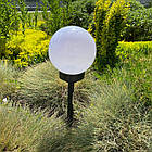 Газонний світильник біла куля d150мм на сонячній батареї 6500К PL120 Feron, фото 3