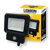 LED прожектор Lebron LF-30S, 30 W, 6500 K, 2400 Lm, 230 V, датчик ручу ІР65