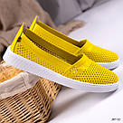 Жовті жіночі літні шкіряні мокасини 36,40, фото 7