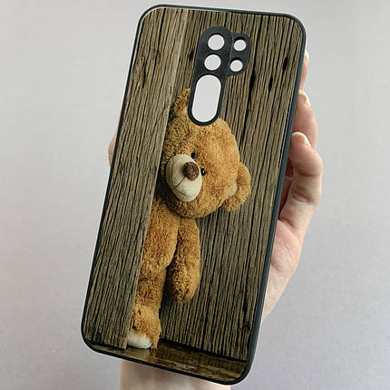 Чохол для Xiaomi Redmi 9 чохол з ведмедиком із захистом камери на телефон сяомі редмі 9 чорний q7k, фото 1
