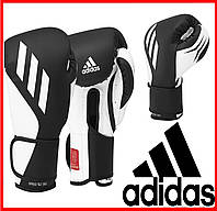 Боксерские перчатки кожаные Adidas Speed Tilt 350 профессиональные тренировочные черные 10 ,12 OZ спаринг бокс