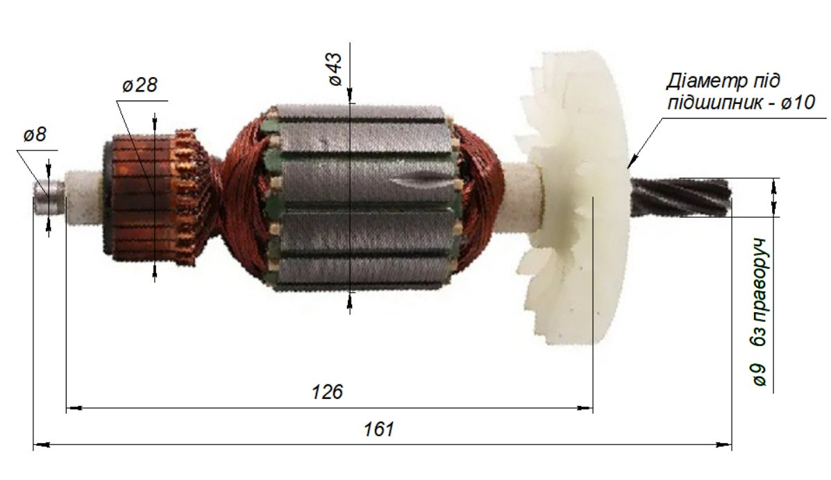 Якір пили дисковий Einhell (43*161 6-з. праворуч)