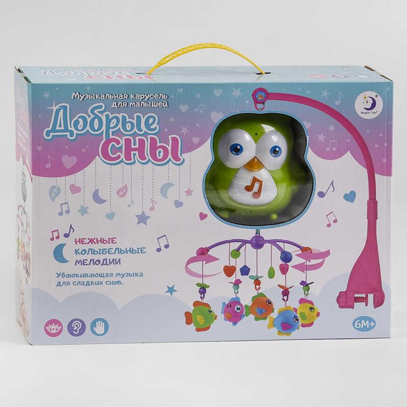 Мобіль музичний на дитяче ліжечко карусель з іграшками для новонароджених Ніч Nanglie toys HL 2018-48 R
