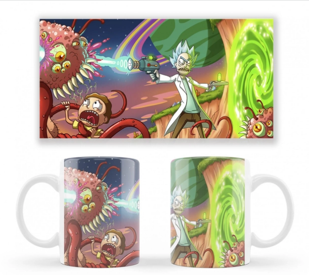 Чашка біла керамічна Rick and Morty Рік і Морті ABC