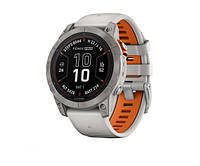 Смарт-годинник Garmin Fenix 7 Pro Sapphire Solar Titanium w. Fog Gray/Ember O. Band (010-02777-20/21)