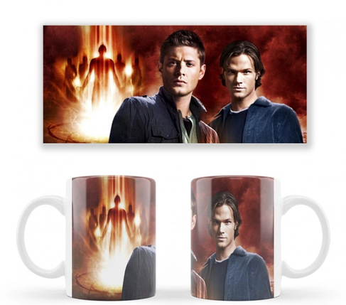 Чашка біла керамічна Supernatural Dean and Sam надприродна Дин і Сем ABC, фото 1