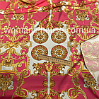 Софт тканини друкований принт Вензеля білий з золотом на рожевому, фото 2