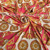 Софт тканини друкований принт Вензеля білий з золотом на рожевому