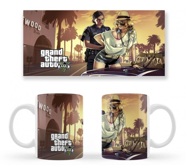 Чашка біла керамічна Grand Theft Auto V (GTA 5) ABC