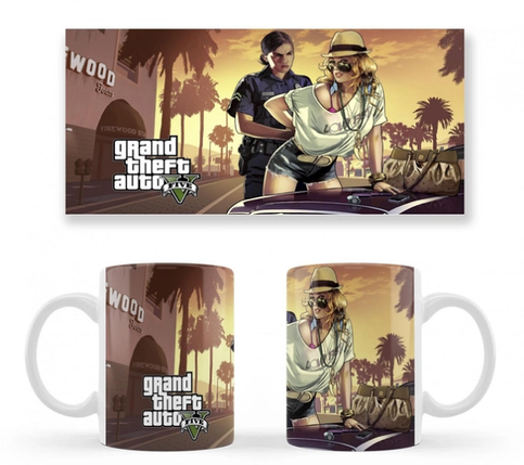 Чашка біла керамічна Grand Theft Auto V (GTA 5) ABC, фото 1