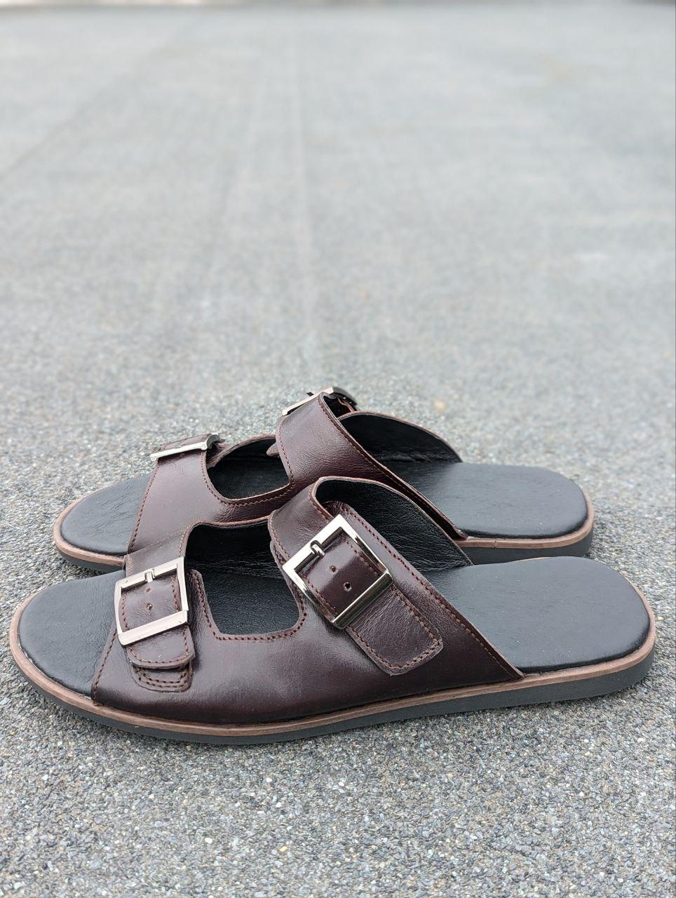 STTOPA Розміри 40-45. Шльопанці великих розмірів на широку стопу шкіряні. 350-4243 Коричневі, фото 1