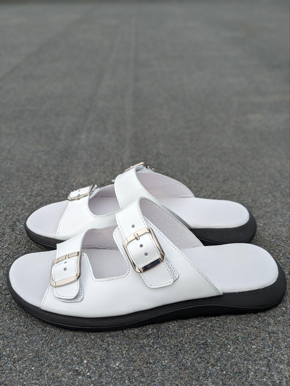 STTOPA Розміри 41,42,43. Шльопанці великих розмірів на широку стопу шкіряні. 350-4045 Білі, фото 1