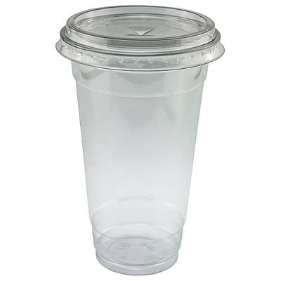 Стакан пластиковий 480мл з плоскою кришкою (з Х-отвором) - 100шт