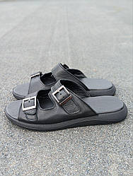 STTOPA Размеры 40-45. Шлепанцы больших размеров на широкую стопу кожаные. 350-4045 Черные