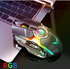 Мишка USB бездротова Т30 з RGB-підсвіткою акумуляторна Сіра
