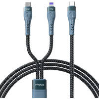 Дата кабель USB-C to USB-C + Lightning 1.3m Azeada PD-B73th 27W\/100W data transfer black Proda (PD-B73th-BK)