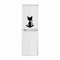 Вінілова декоративна наклейка на холодильник "Кішка, що сидить у позі йоги" з оракалу