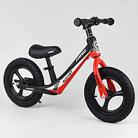 Велобег детский двухколесный колесо 12 надувные магниевая рама Corso 67689 черно-оранжевый