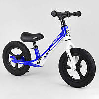 Велобіг дитячий двоколісний колесо 12 надувні магнієва рама Corso 91649 синьо-білий