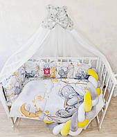 Набор постельного белья в детскую кроватку Мишка Тедди с бортиками