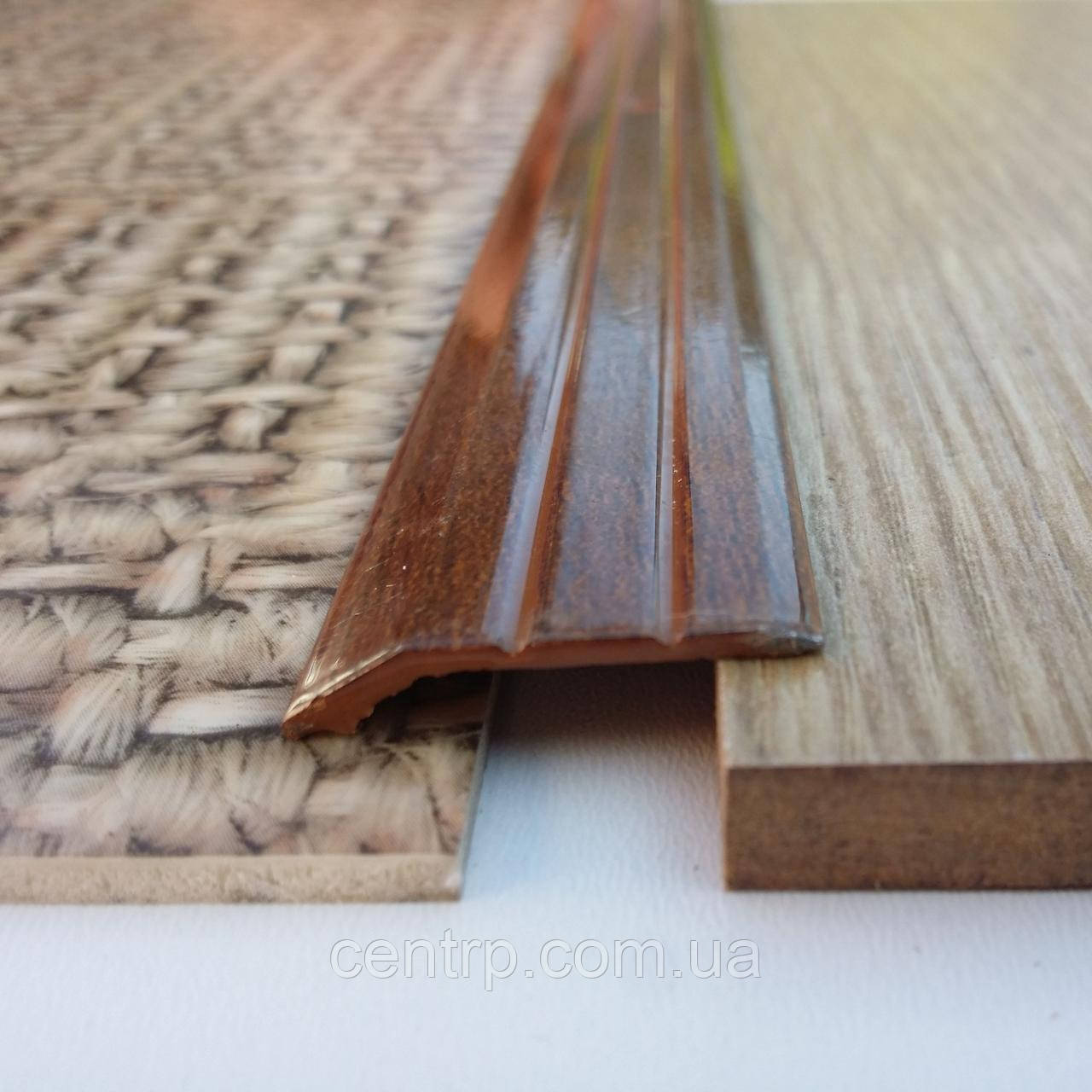 Поріжок перепад до 5 мм різнорівневий АП 007 "під дерево" Горіх (фарбований), 2.7 м, фото 1