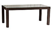 Стіл з ротанга зі скляною стільницею MEXICO Maxi 200х90х73 см коричневий