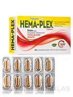 Комплексні вітаміни у разі браку заліза та анемії Nature's Plus Hema-Plex 10 таблеток, залізо хелатна форма