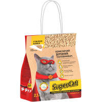 Наполнитель для туалета Super Cat Деревянный комкующий 2.1 кг (3 л) + совочек в подарок (3555)