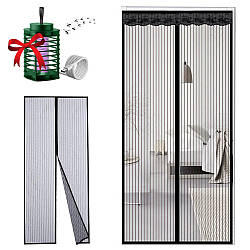 Комплект Москітна сітка на двері на магнітах 210х100см Magic Mesh + Подарунок Лампа пастка для комах