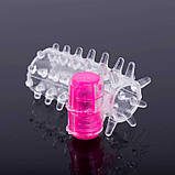 Еластична рельєфна вібро-насадка на пеніс - Прозорий, фото 4