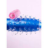 Еластична рельєфна вібро-насадка на пеніс - Прозорий, фото 3