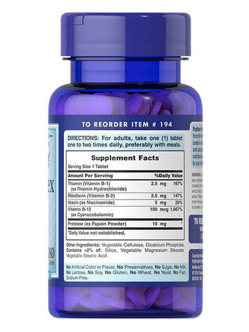 Вітаміни групи В Puritan's Pride Vitamin B-Complex And Vitamin B-12 90 таб США, фото 3