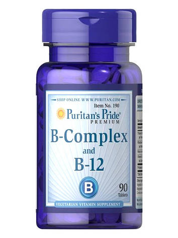 Вітаміни групи В Puritan's Pride Vitamin B-Complex And Vitamin B-12 90 таб США, фото 1