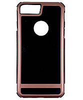 Чохол протиударний Aspor c метал вставкою Soft touch для iPhone 7 Plus/8 Plus- чорний/рожеве золото