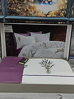Элитное постельное белье евро размер LAVENDER , Тм Dantela Vita с вышивкой шелковой нитью, Турция