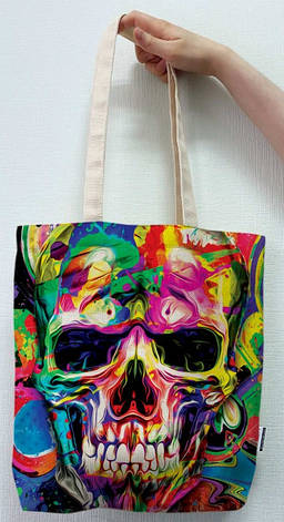 Екосумка шопер 4Profi "Skull Grafity" двунитка (хлопок) біла 23850, фото 1