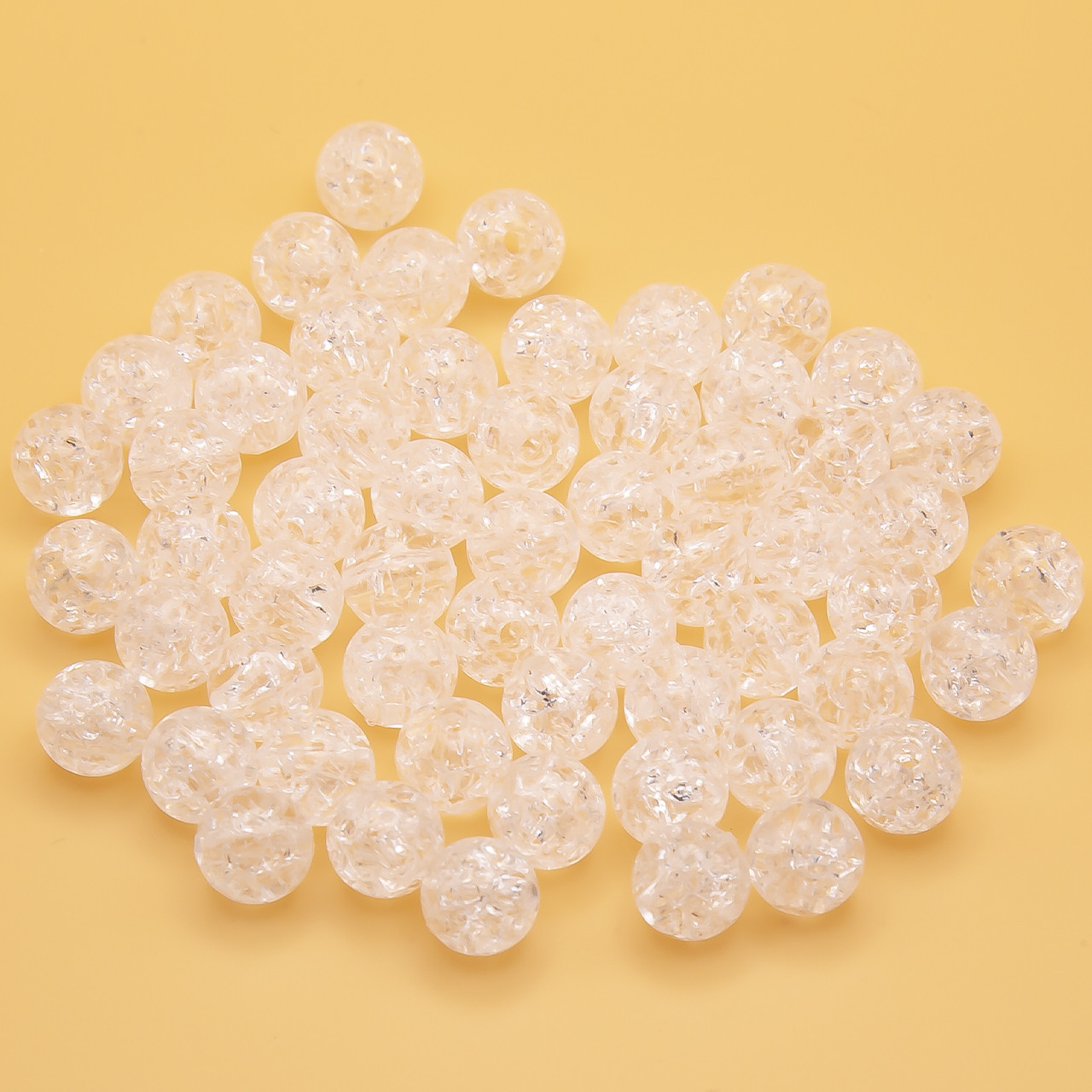 Намистини пластикові кракелюр 8 мм отвір 2 мм Прозорий +-20 г (+-70 шт.), фото 1