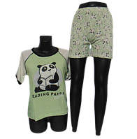 Женская пижама футболка и шорты Marilynmod 50397 S зеленая