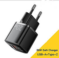 Зарядное устройство Essager 20W GaN PD,USB + Type C QC 3.0 PD 3.0,поддержка быстрой зарядки,технология GaN